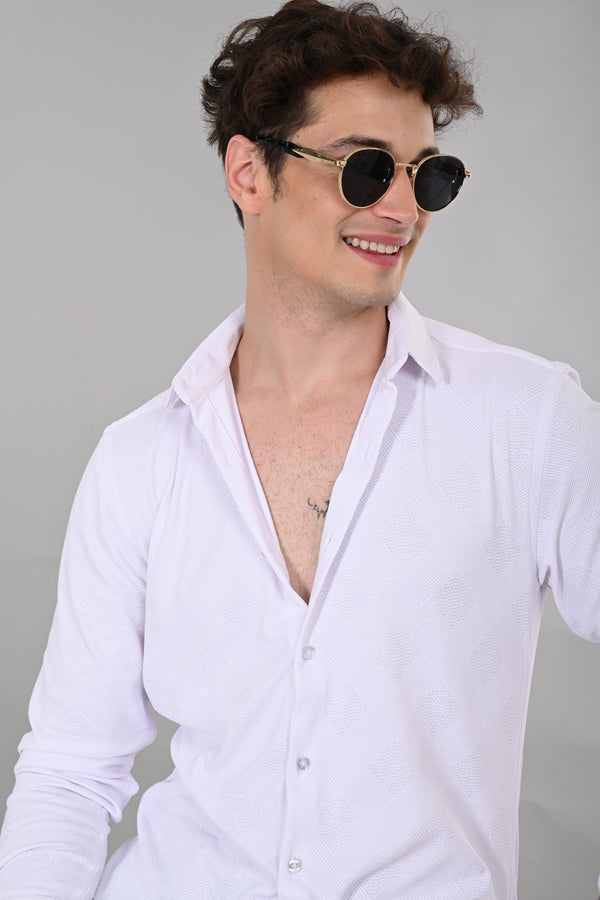 White Jakarta 4-Way Stretch Textured Shirt — view 4
