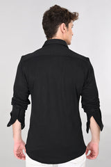 Black Jakarta 4-Way Stretch Textured Shirt - IVYN