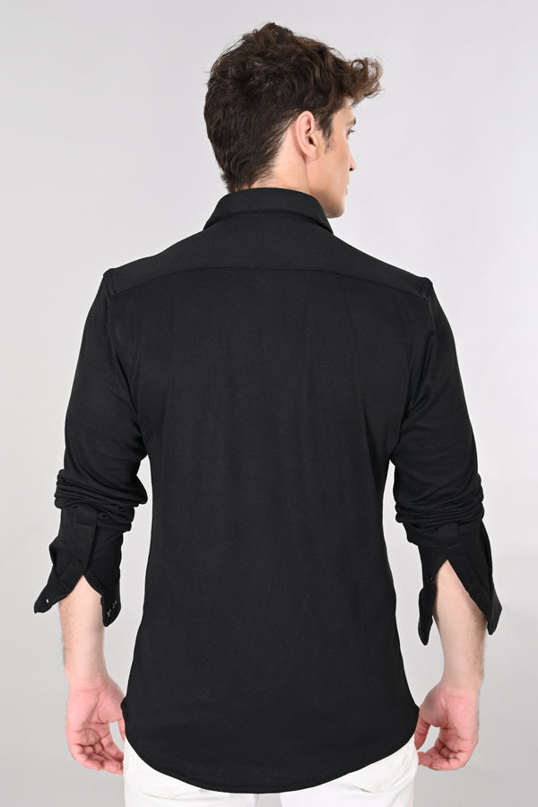 Black Jakarta 4-Way Stretch Textured Shirt — view 3