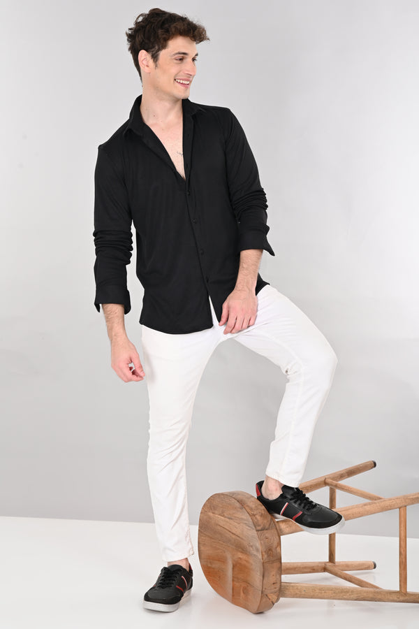 Black Jakarta 4-Way Stretch Textured Shirt — view 4