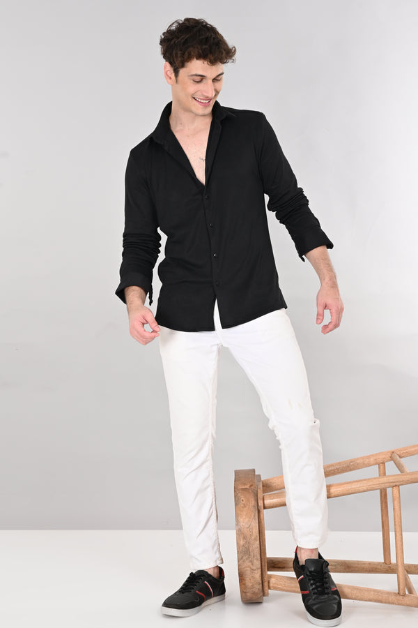 Black Jakarta 4-Way Stretch Textured Shirt — view 5