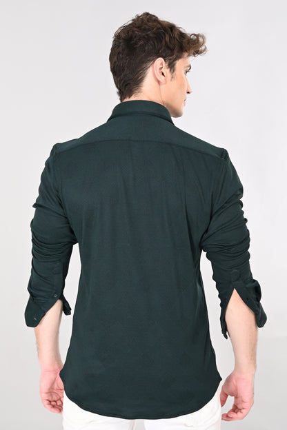 Dark Green Jakarta 4-Way Stretch Textured Shirt - IVYN