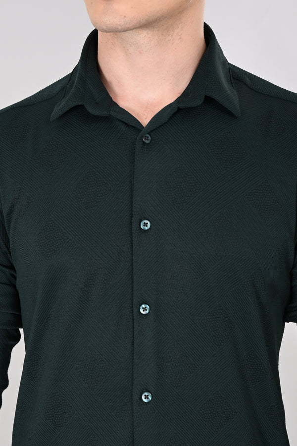 Dark Green Jakarta 4-Way Stretch Textured Shirt — alternate view