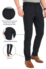 Jet Black – Ultra Slim Fit 4-Way Stretch Formal Trouser - IVYN