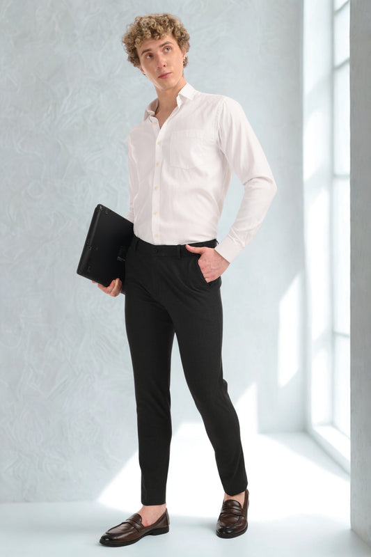 Omniwear Automatic Series – Charcoal Mélange Ankle Fit 4-Way Stretch Trousers