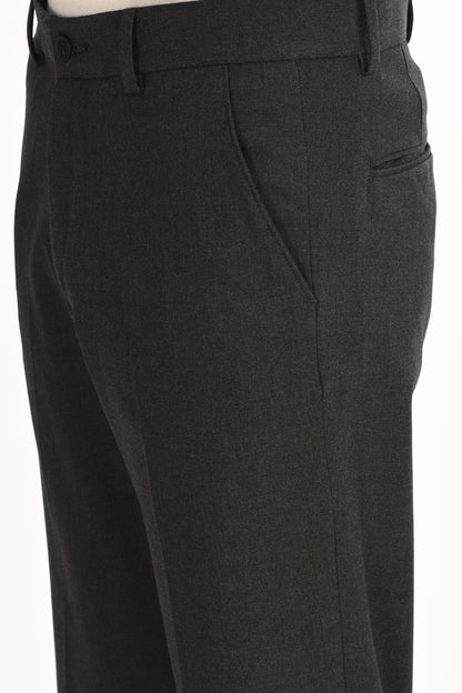 Men's Straight Fit 4-Way Stretch Lycra Trousers - Charcoal Black - IVYN