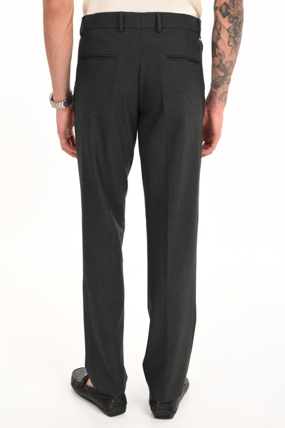 Men's Straight Fit 4-Way Stretch Lycra Trousers - Charcoal Black - IVYN