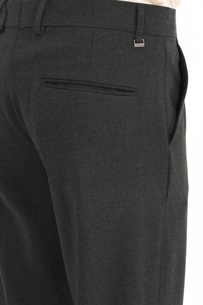 Men's Straight Fit 4-Way Stretch Lycra Trousers - Charcoal Black - IVYN