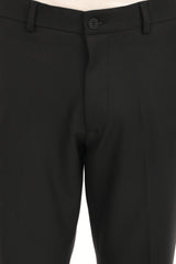 Men's Classic Straight Fit 4-Way Stretch Lycra Trousers - Jet Black - IVYN