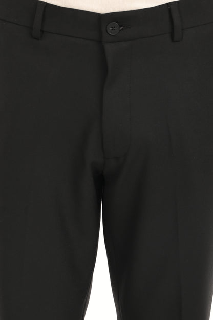 Men's Classic Straight Fit 4-Way Stretch Lycra Trousers - Jet Black - IVYN