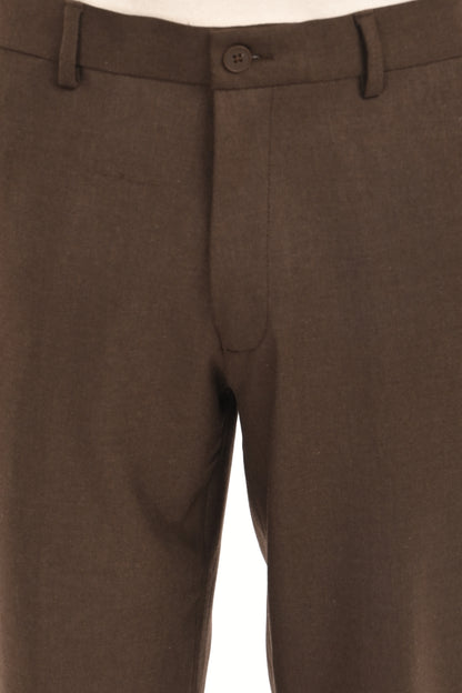 Men's Elegant Straight Fit 4-Way Stretch Lycra Trousers - Chestnut Brown - IVYN
