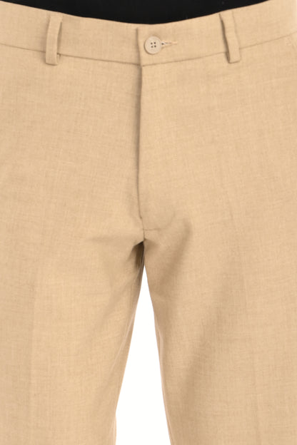 Men's Elegant Straight Fit 4-Way Stretch Lycra Trousers - Sand Beige - IVYN