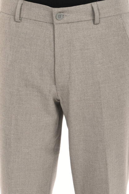 Men's Elegant Straight Fit 4-Way Stretch Lycra Trousers - Ash Grey - IVYN