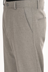 Men's Elegant Straight Fit 4-Way Stretch Lycra Trousers - Ash Grey - IVYN