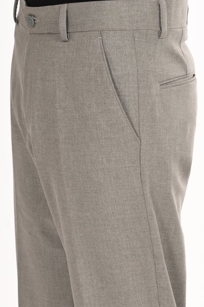 Men's Elegant Straight Fit 4-Way Stretch Lycra Trousers - Ash Grey - IVYN