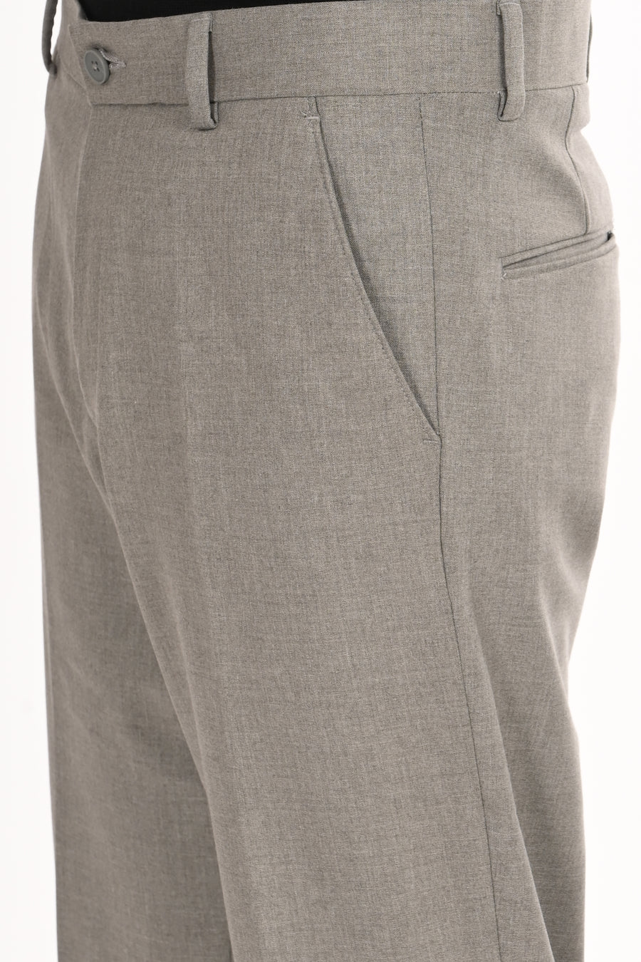 Men's Elegant Straight Fit 4-Way Stretch Lycra Trousers - Ash Grey - IVYN