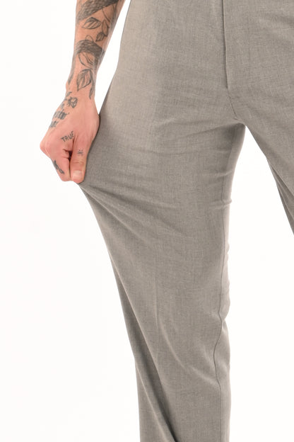 Men's Elegant Straight Fit 4-Way Stretch Lycra Trousers - Ash Grey - IVYN