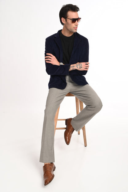 Men's Elegant Straight Fit 4-Way Stretch Lycra Trousers - Ash Grey - IVYN