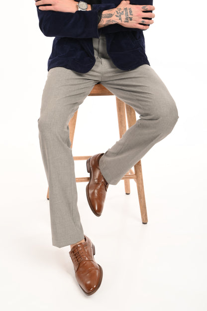 Men's Elegant Straight Fit 4-Way Stretch Lycra Trousers - Ash Grey - IVYN