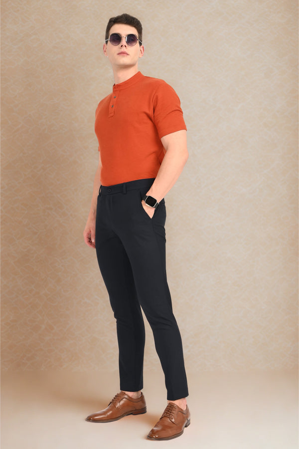 Ankle-Fit Stretch Trouser - Navy Blue