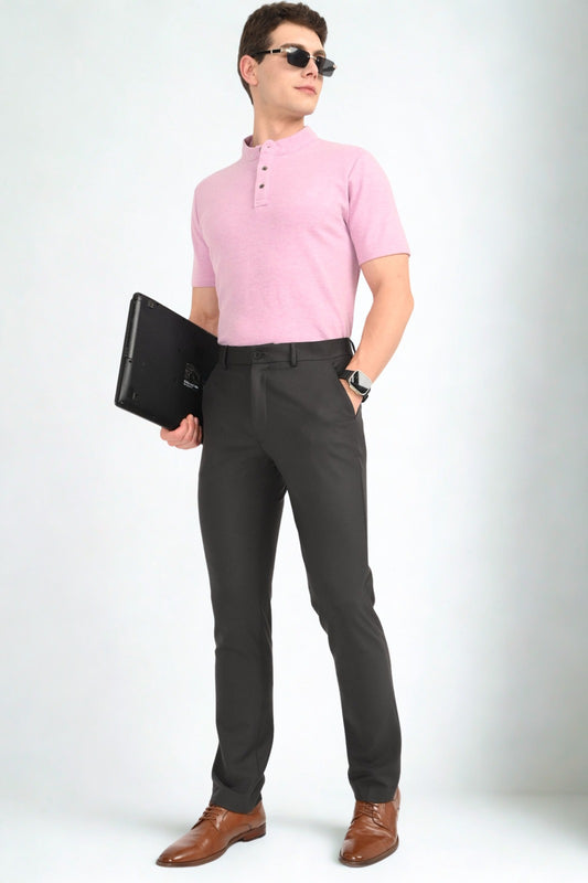 Charcoal Black – Ultra Slim Fit 4-Way Stretch Formal Trouser
