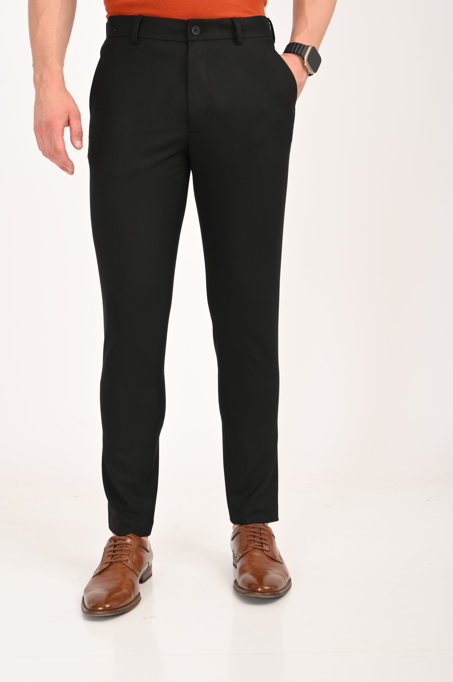 Jet Black – Ankle Fit 4-Way Stretch Formal Trouser - IVYN