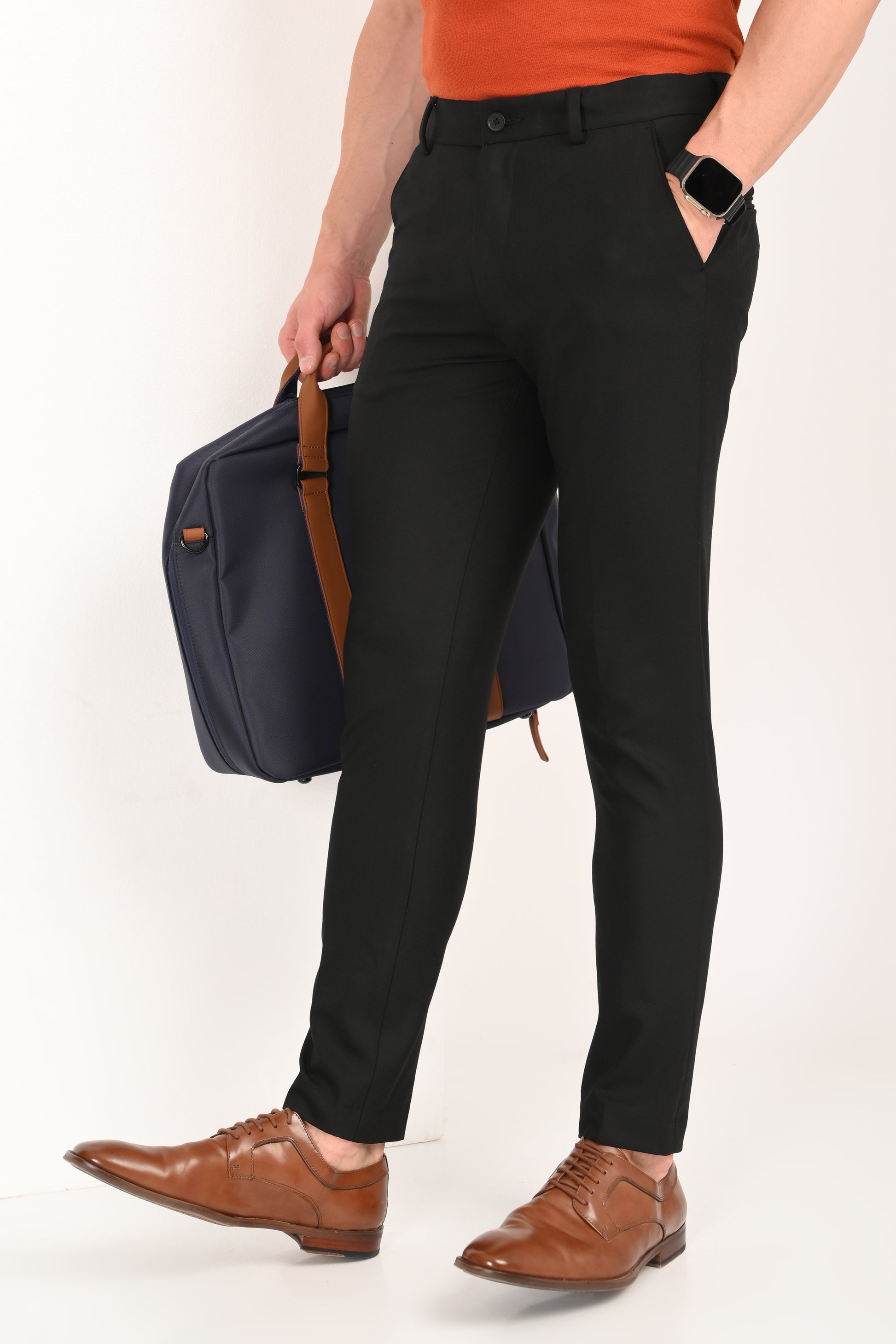 Jet Black – Ankle Fit 4-Way Stretch Formal Trouser - IVYN
