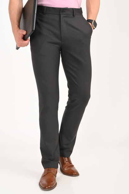 Charcoal Black – Ultra Slim Fit 4-Way Stretch Formal Trouser - IVYN