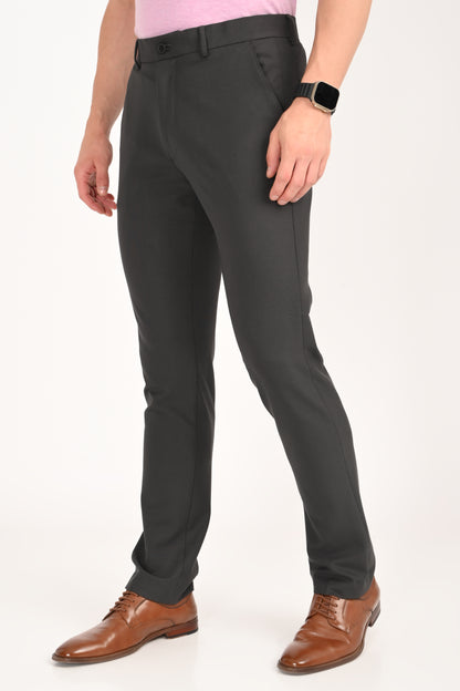 Charcoal Black – Ultra Slim Fit 4-Way Stretch Formal Trouser - IVYN