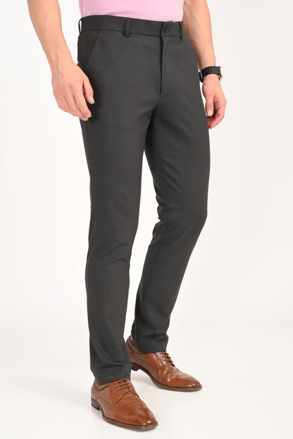 Charcoal Black – Ultra Slim Fit 4-Way Stretch Formal Trouser - IVYN