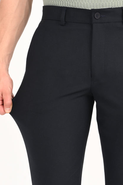 Jet Black – Ultra Slim Fit 4-Way Stretch Formal Trouser - IVYN