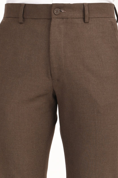 Brown Mélange – Ultra Slim Fit 4-Way Stretch Formal Trouser - IVYN