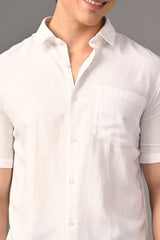 IVYN Pure Linen Half Sleeve Shirt White - Details