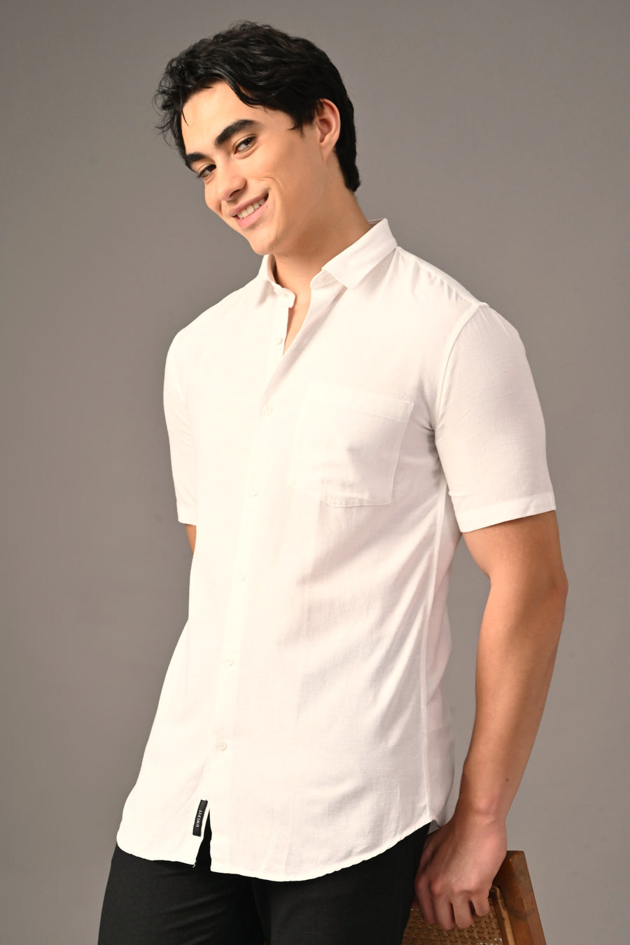 IVYN Pure Linen Half Sleeve Shirt White - Details