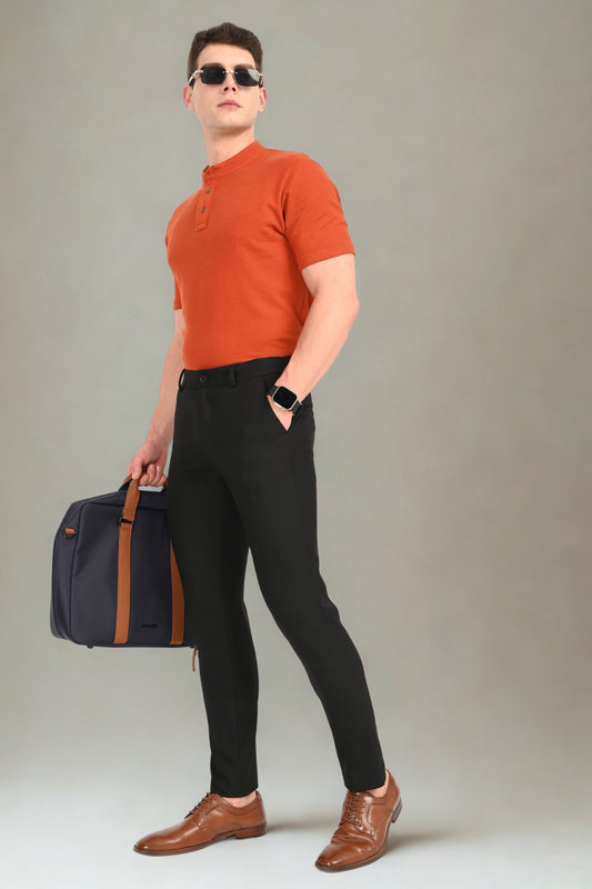 Jet Black – Ankle Fit 4-Way Stretch Formal Trouser