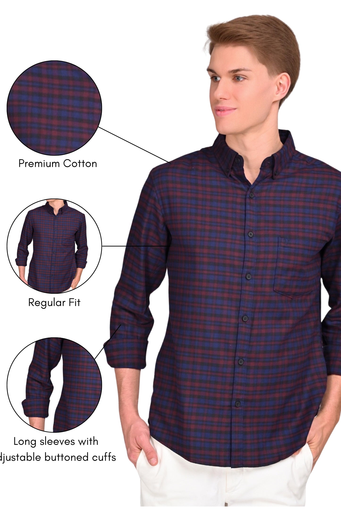 Remi Blue & Red Checked Shirt
