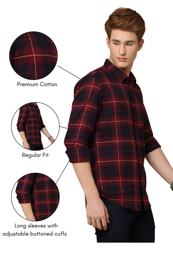 Classic Maroon Black Cotton Shirt — alternate view