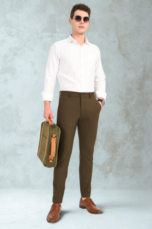 Olive Green – Ankle Fit 4-Way Stretch Formal Trouser