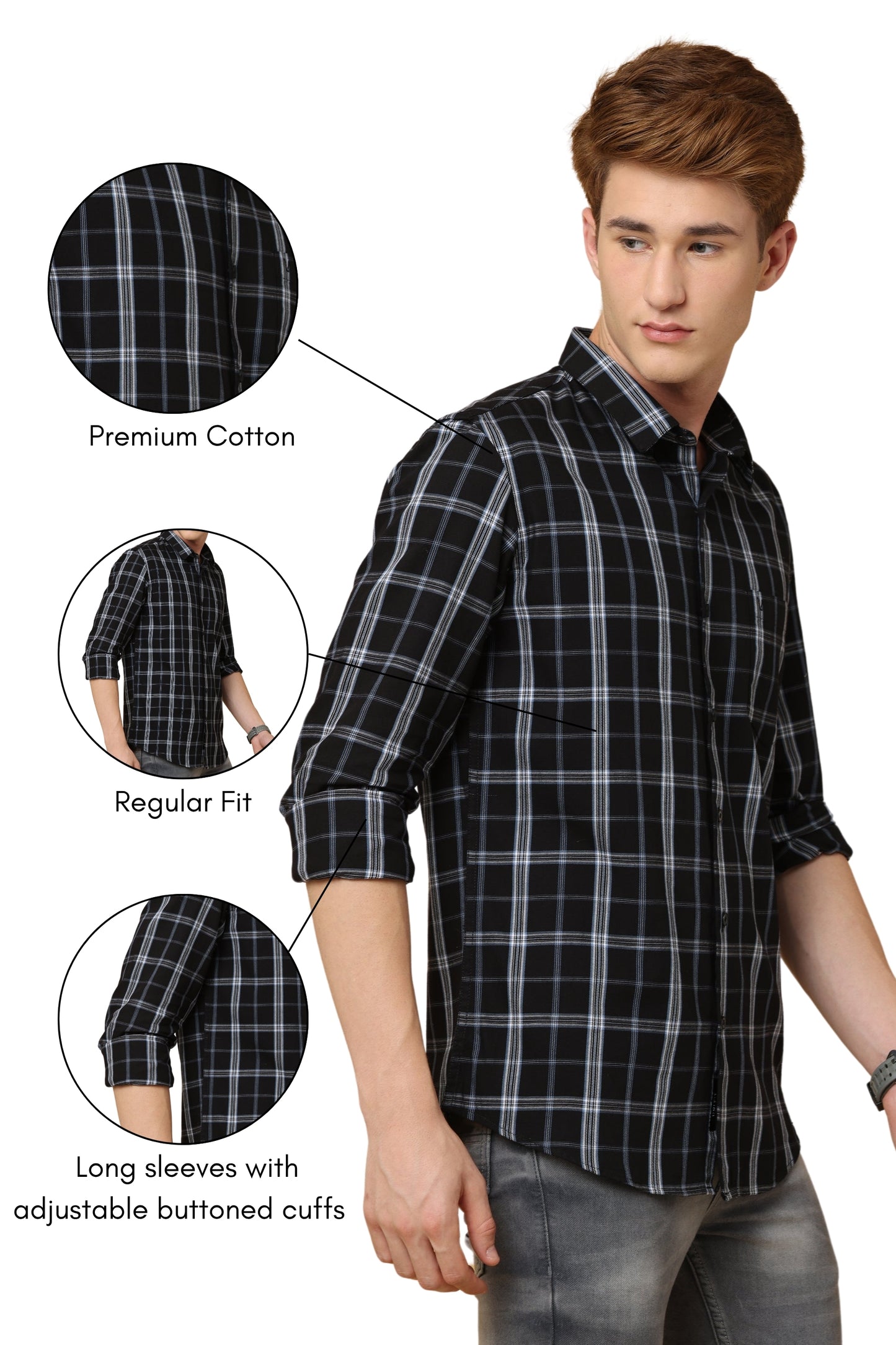 IVYN Black with white check shirt