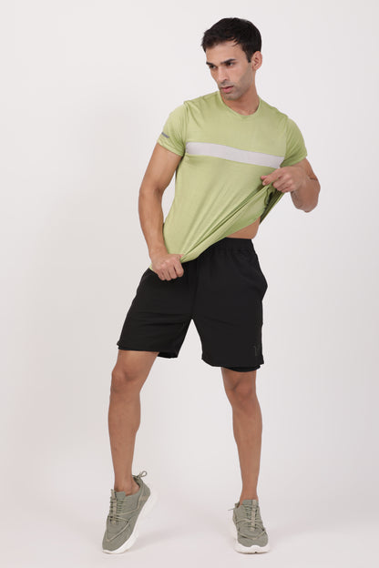 Men's Black Dual-Layer Performance Shorts– 4-Way Stretch Jersey - IVYN