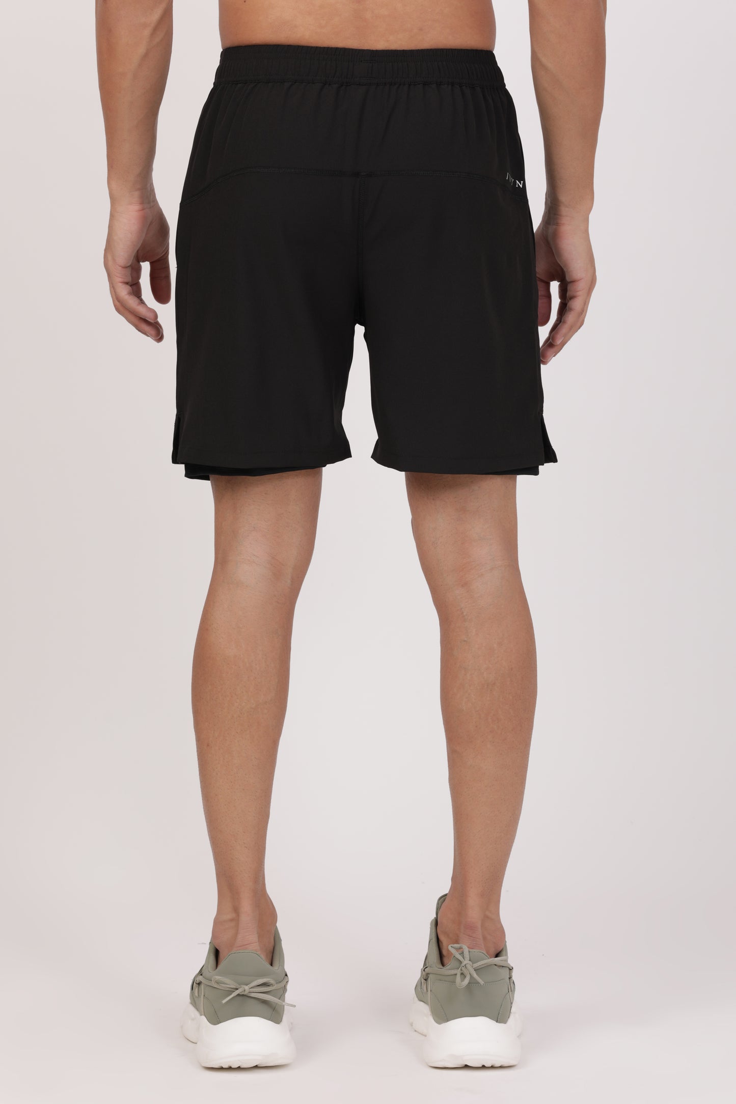 Men's Black Dual-Layer Performance Shorts– 4-Way Stretch Jersey