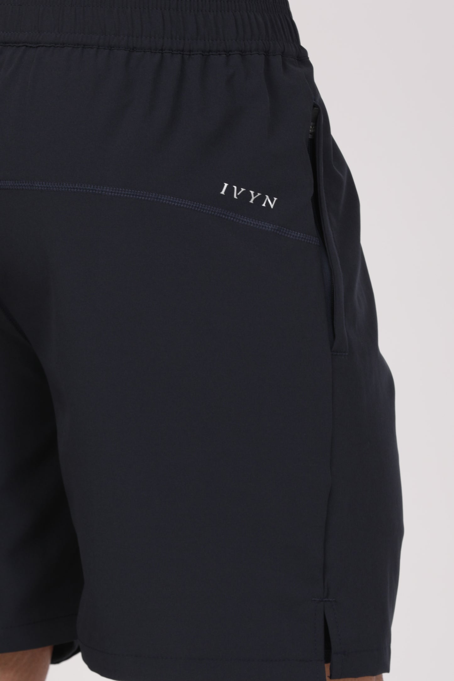 Men’s Navy Dual-Layer Performance Shorts – 4-Way Stretch Jersey