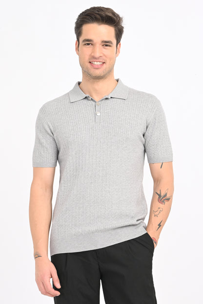 Men’s Cable-Knit Polo Sweater – Winter Special