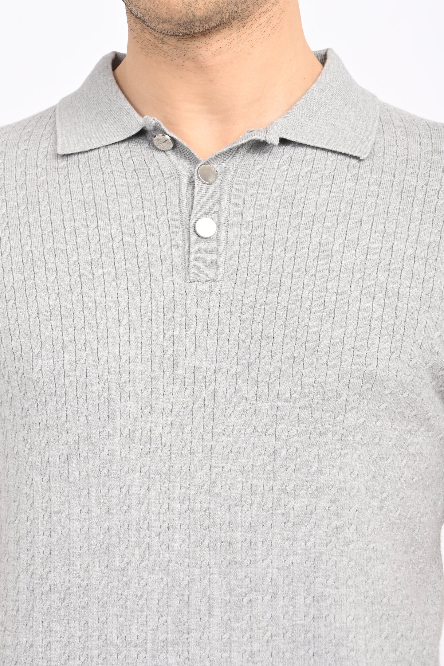 Men’s Cable-Knit Polo Sweater – Winter Special