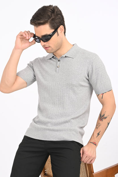 Men’s Cable-Knit Polo Sweater – Winter Special