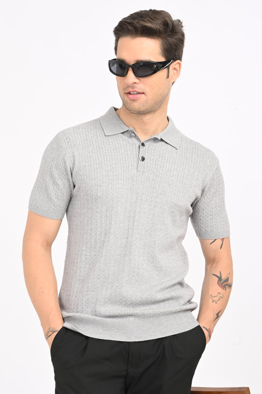 Men’s Cable-Knit Polo Sweater – Winter Special