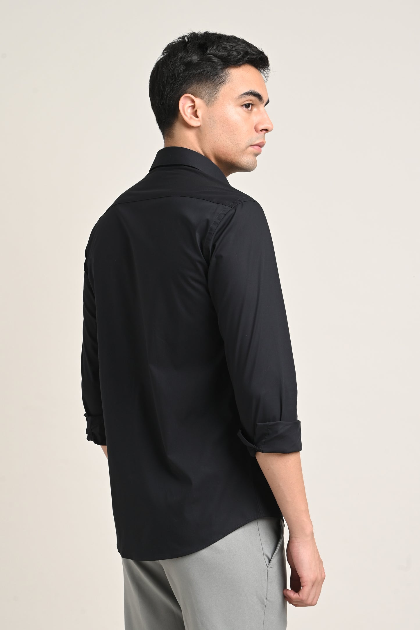 Premium Stretch Cotton Shirt – Jet Black