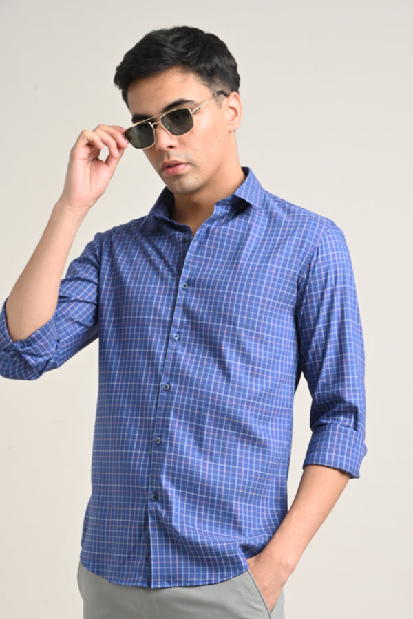 Steel Blue Checkered Shirt