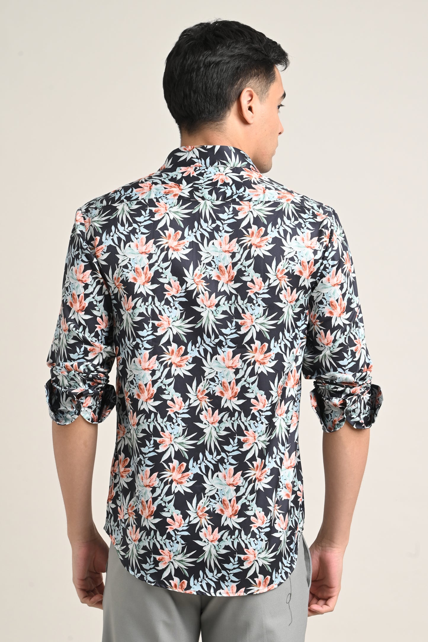 Premium Stretch Cotton Floral Shirt – Midnight Floral Black