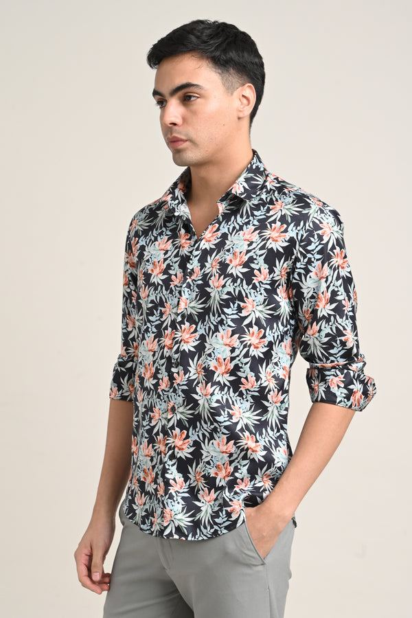 Stretch Cotton Floral Shirt — view 5